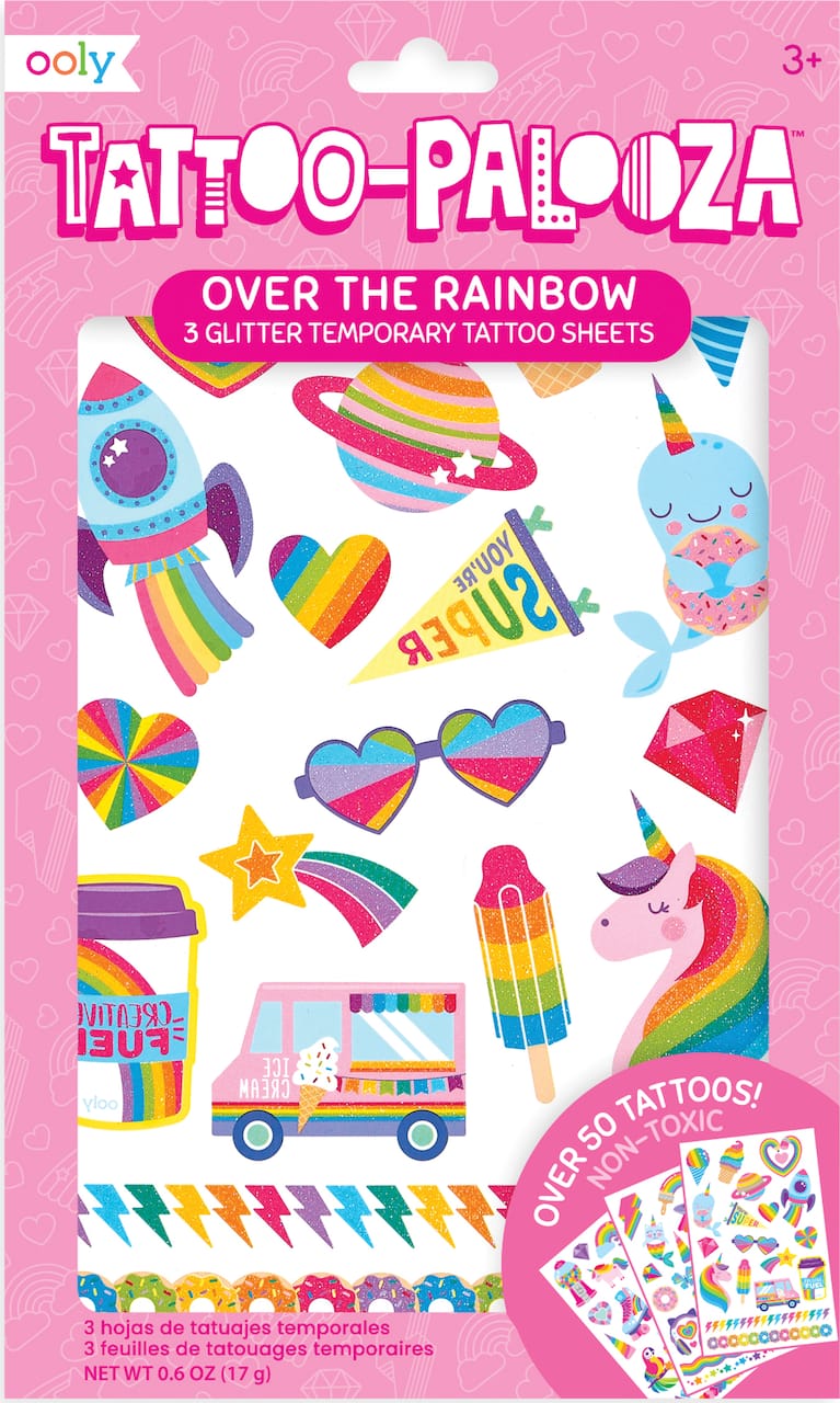 OOLY Tattoo-Palooza Over The Rainbow Temporary Glitter Tattoo Set